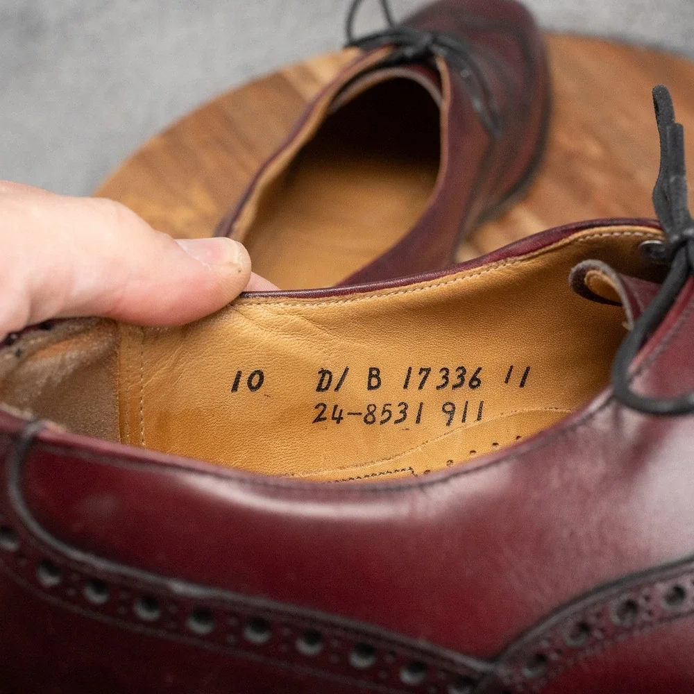 Burgundy JOHNSTON & MURPHY Wingtip Brogue Aristocraft Oxford Shoes 10 D/B